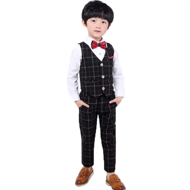 Conjunto de ropa Formal de esmoquin y pantalones para niños, traje de boda, cumpleaños, Piano, actuación, 2 uds.