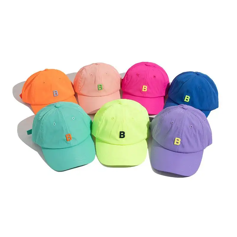 Sombreros para niños bordado multicolor de secado rápido impermeable verano niños gorra de béisbol ultra delgado transpirable niño y niña sombrero