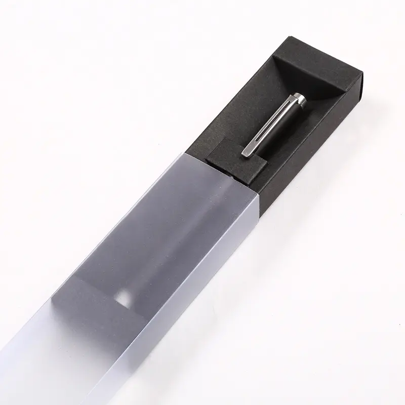 Logotipo feito sob encomenda, embalagem de papel fosca pvc manga caneta caixa de caneta tipo caneta
