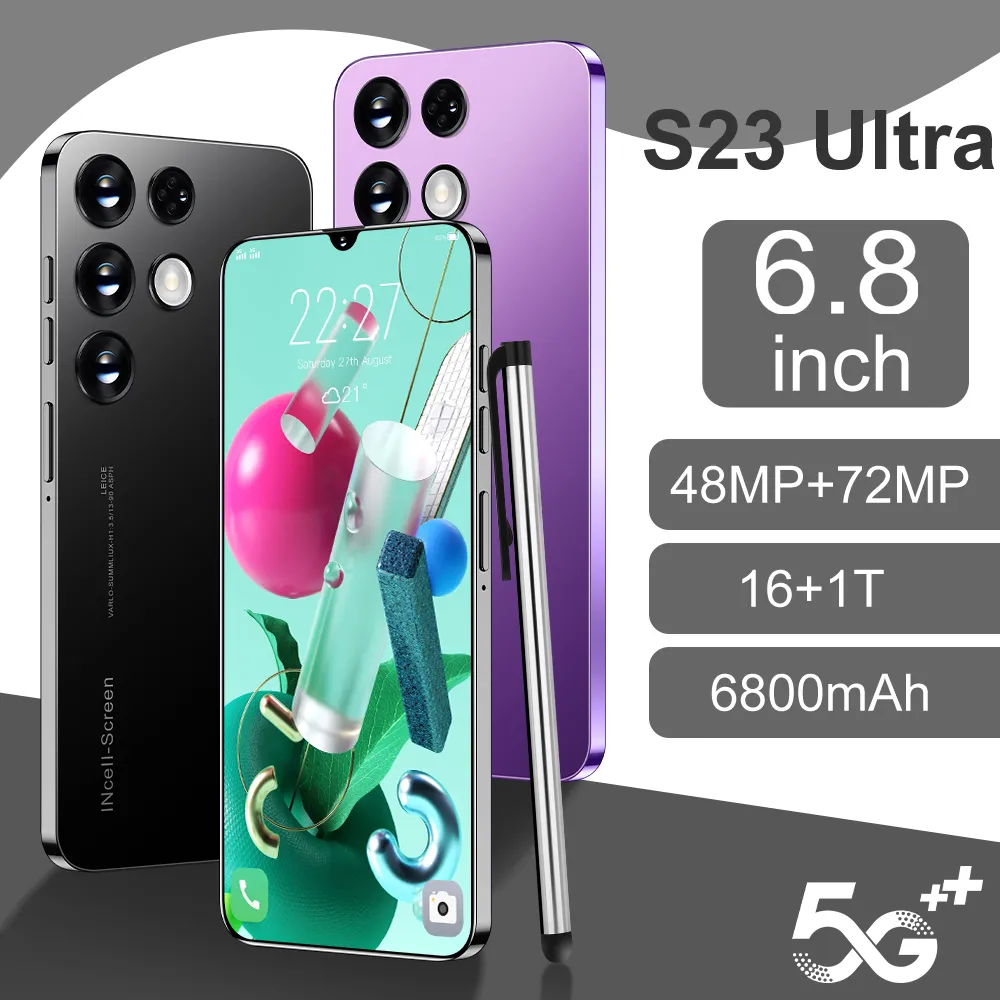 Смартфон S23 ультра 6,8 дюймов 16 ГБ + 1 ТБ 4 г 5 г со стилусом, 5 камер