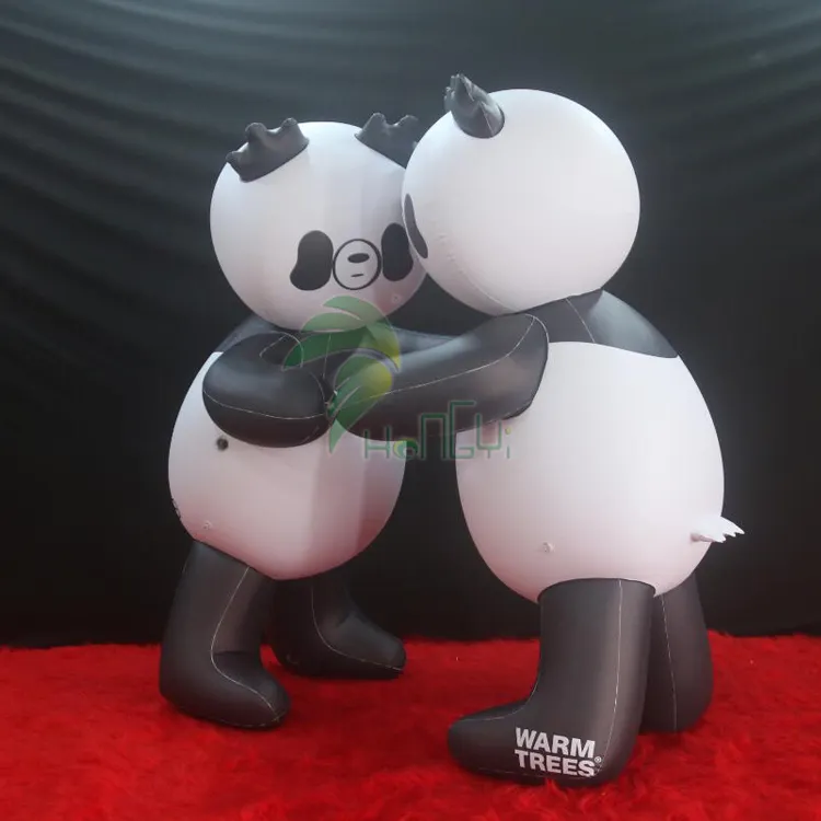 Şişme Panda maskot kostüm hayvan Panda sıçrama özel şişme reklam bina PVC dekorasyon
