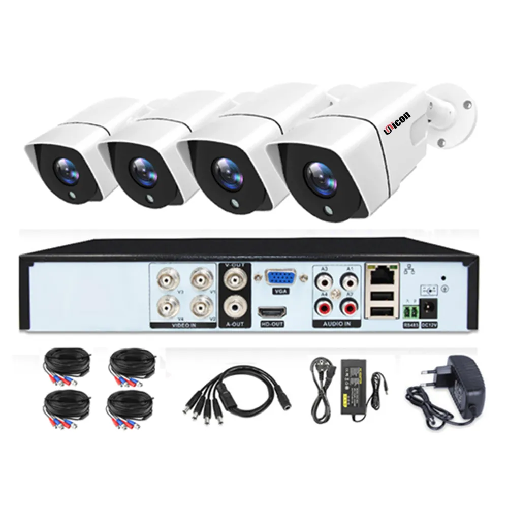 KIT DVR AHD CCTV 4CH Full HD Luar Ruangan Video Pengawasan 1080P dengan Kamera Digital