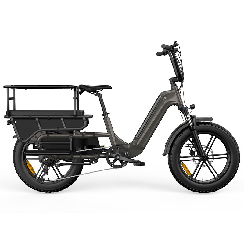 Vélo cargo électrique gris
