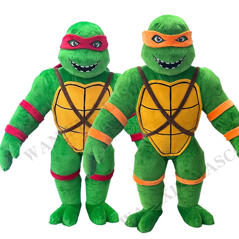 Disfraz de Cosplay de Tortugas Ninja verdes de dibujos animados carnaval fiesta gigante espectáculo disfraz mascota tortuga mascota adultos juguete de peluche