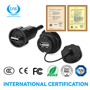 微型USB C型防水IP67面板安装USB3.0 M20 M24插座连接器5P 16p铜触点ABS镀金公/母