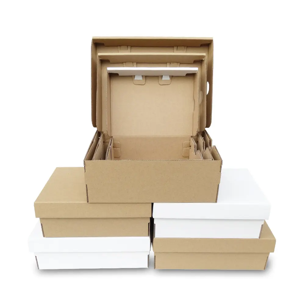 صندوق حذاء فاخر من الورق المقوى قابل للطي مضلع لتعبئة مجموعات Kraft الصغيرة صندوق حذاء رياضي من الورق المقوى