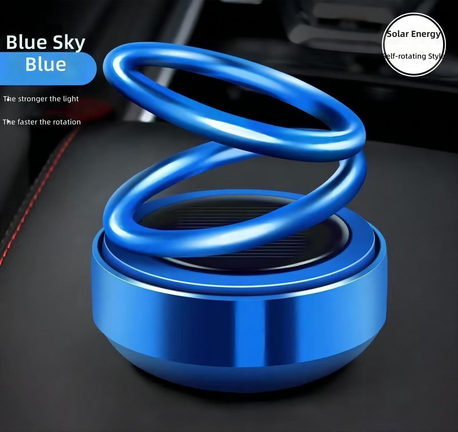 Solar-powered double-ring aromatherapy resin-standard blue-with