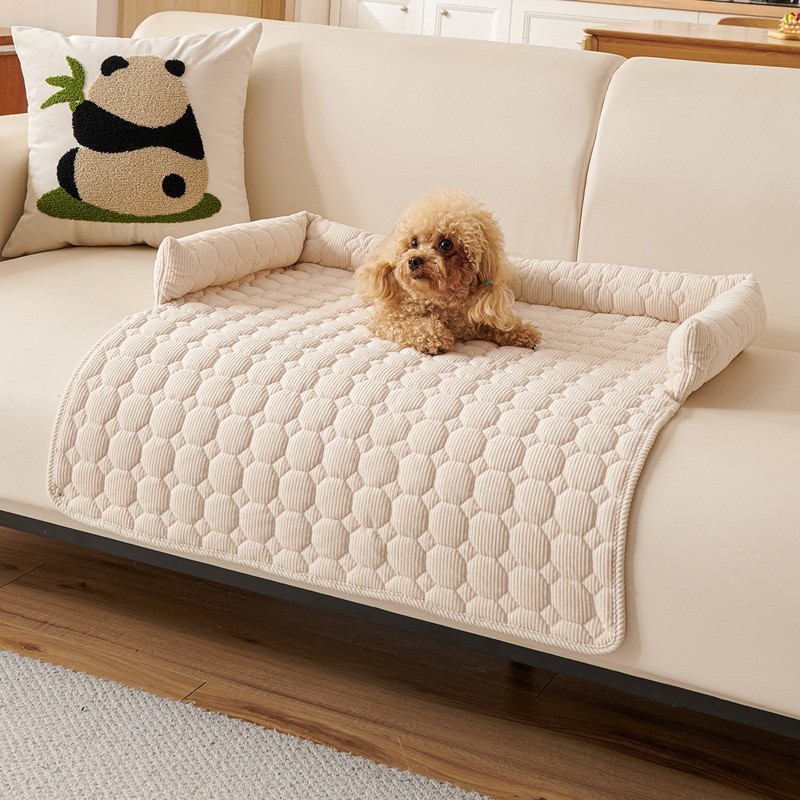 Corduroy Round Pet Mat - Off-White