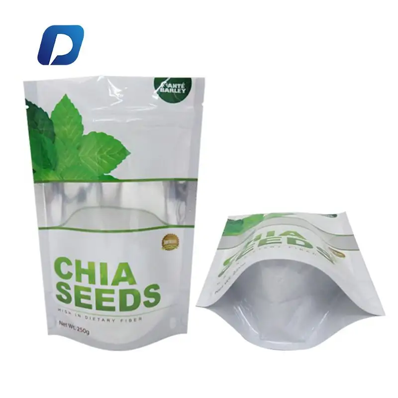 Stampa personalizzata soft touch stand up sacchetto di imballaggio in plastica riciclabile per semi di chia di lino biologico di mais