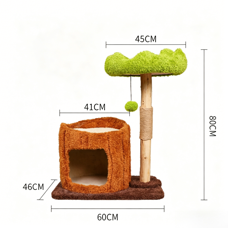 Single-story tree house cat climbing frame