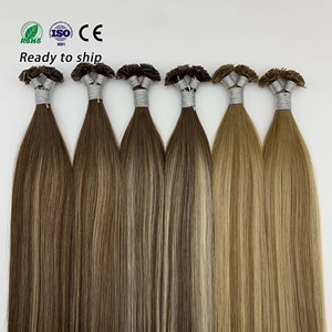 Yüksek kaliteli manikür hizalanmış çift çizilmiş Keratin İpuçları hazır gemi düz stil bakire saç ekleme boyalı düz İpucu uzantıları - Product Image 1