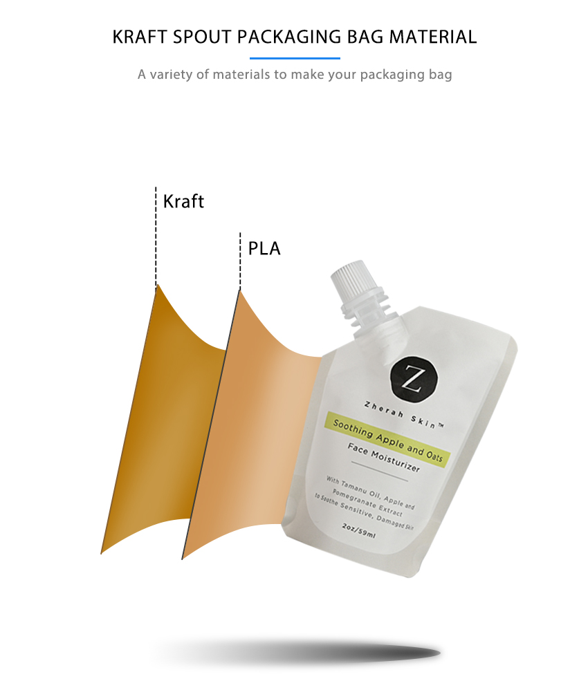 High Quality Kraft Paper Cosmetic Spout Bag Water 1000ML Bag With Spout Bag For Food