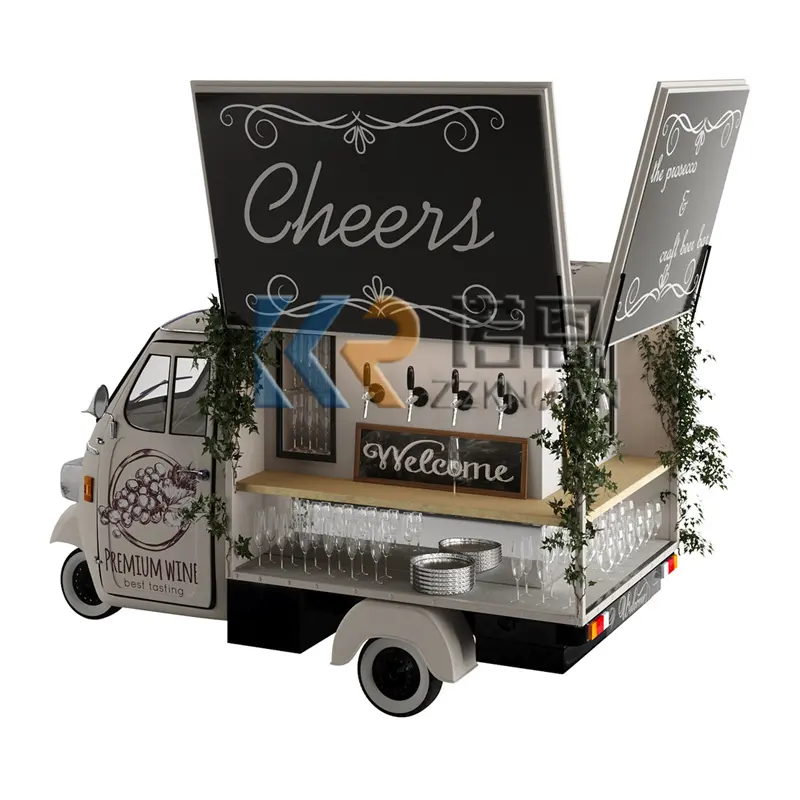 Mobiele Fast Food Truck Motorfiets Koffie Street Food Hotdog Winkelwagen Tuk Tuk Bar Elektrische Voedsel Driewieler Met Volledige Keuken