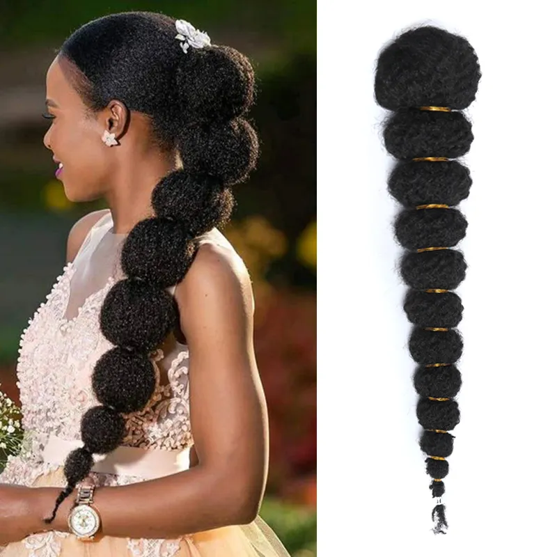 Extensión de cabello de cola de caballo para mujeres negras, postizo Afro rizado, Clip de cola de caballo con cordón, coleta sintética