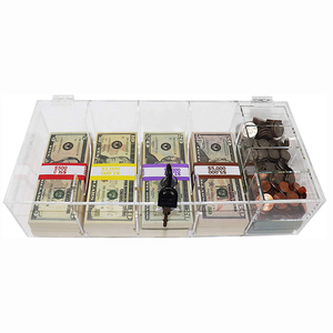 Para ekle 5 bölme temizle nakit organizatör para saklama kutusu akrilik para tepsisi - Product Image 2