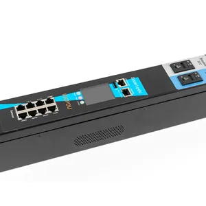 IDCPDU 16-bit IEC C13 C19 europeo montato verticalmente <span class=keywords><strong>TCP</strong></span>/IP sensore di monitoraggio remoto smart PDU con interruttore aria per centri dati 1U