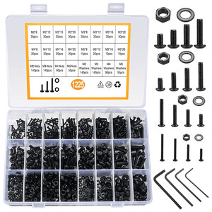1225pcs M2M3M4M5内六角内六角套圆头内六角螺钉，带平垫圈螺母套 - Product Image 1