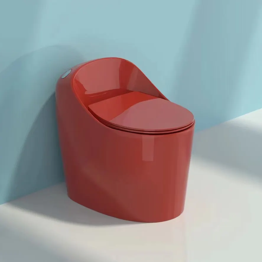 Modern tasarım mat kırmızı renkli banyo S tuzak tek parça mode din sıhhi tesisat su dolap seramik Wc tuvalet kase otel için