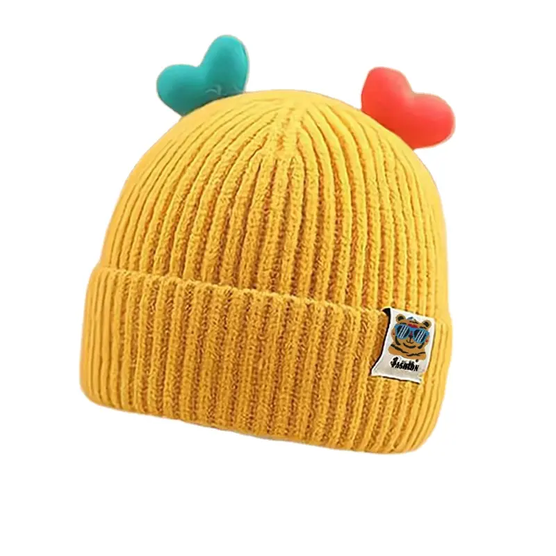 หมวกถักไหมพรมสำหรับเด็ก, ฤดูใบไม้ร่วงและฤดูหนาวน่ารักหมวกขนสัตว์สวมหัวสำหรับเด็กผู้ชายและเด็กผู้หญิงฤดูหนาว