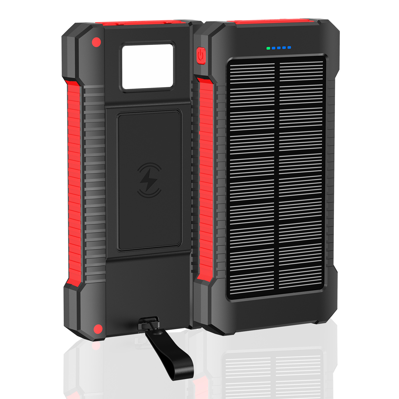 Batterie externe de chargement sans fil à énergie solaire F5-rouge