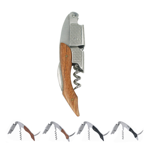 3-in-1 paslanmaz çelik Deluxe tirbuşon açacağı ahşap kolu manuel şarap anahtar şişe açacakları folyo kesici için garson Sommelier - Product Image 4