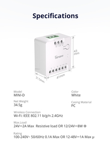 SONOFF MINI-D Smart Dry Contact Relay Low Power WiFi Smart Switch for <strong>Home</strong> <strong>Automation</strong> Garage Doors Alexa Smart <strong>Home</strong> <strong>System</strong> - Product Image 6