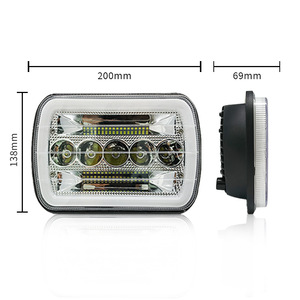 Cross-Border Explosions 7-Inch <strong>LED</strong> Headlights Modified Two-Color Aperture with <strong>5</strong> Beads and 6000K Color Square Spotlight - Product Image 4