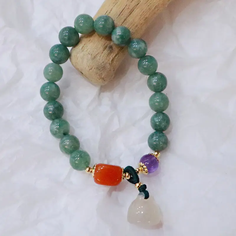 Braccialetto di cristallo di pietra di giada caldo-vendita braccialetto di perle di giada di guarigione di pietra naturale di lusso per le donne