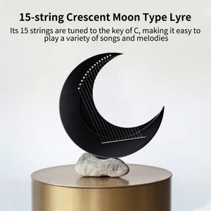 15 corde di luna crescente di lira C chiave arpa portatile lira filo di acciaio stringhe Mini strumento a corde - Product Image 3