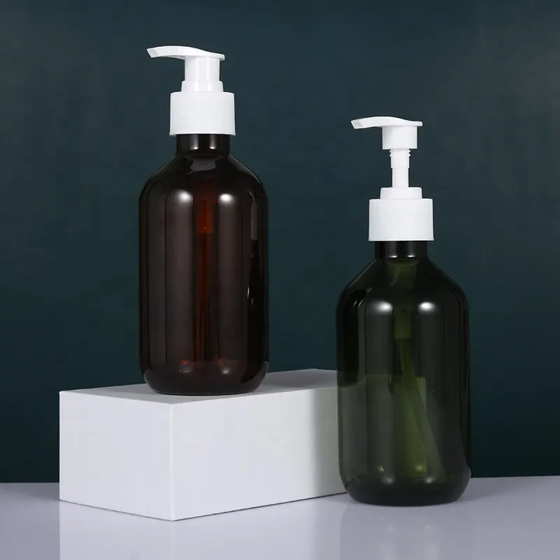 Commercio all'ingrosso della fabbrica verde grigio 250ml bottiglia di plastica ricaricabile dello shampoo con la pompa