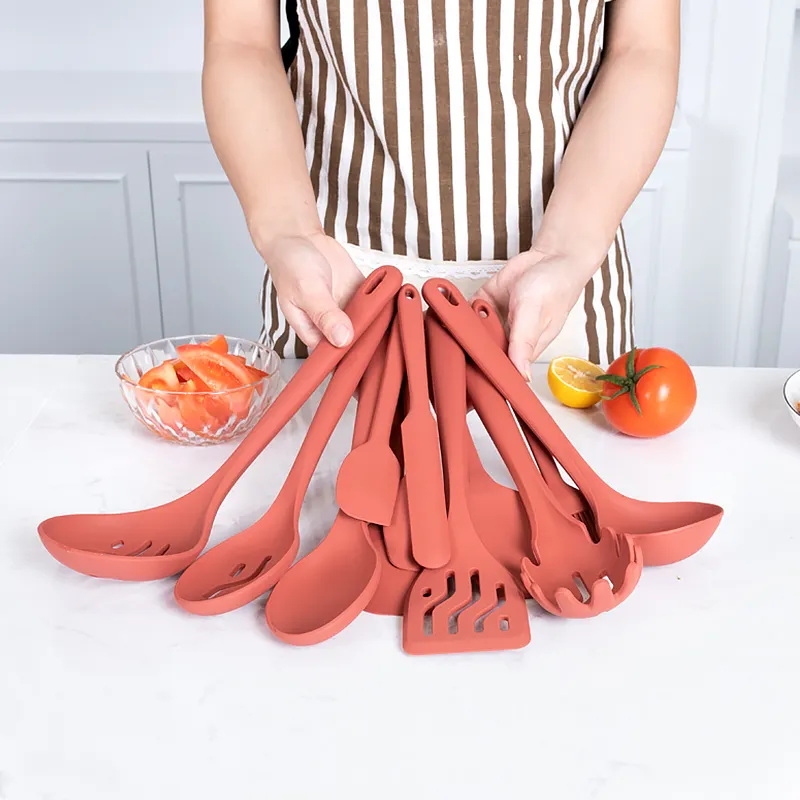 Ensemble d'ustensiles de cuisine avec support sans Bpa Gadget de cuisine antiadhésif spatule en Silicone vente en gros d'ustensiles de cuisine en Silicone