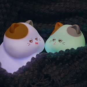 2025 Greedy Cat LED Night <strong>Light</strong> Modern Style Silicone Mini Lamp <strong>Sensor</strong> Power Generation Soft <strong>Timer</strong> Tap Battery for Bedroom Use - Product Image 3