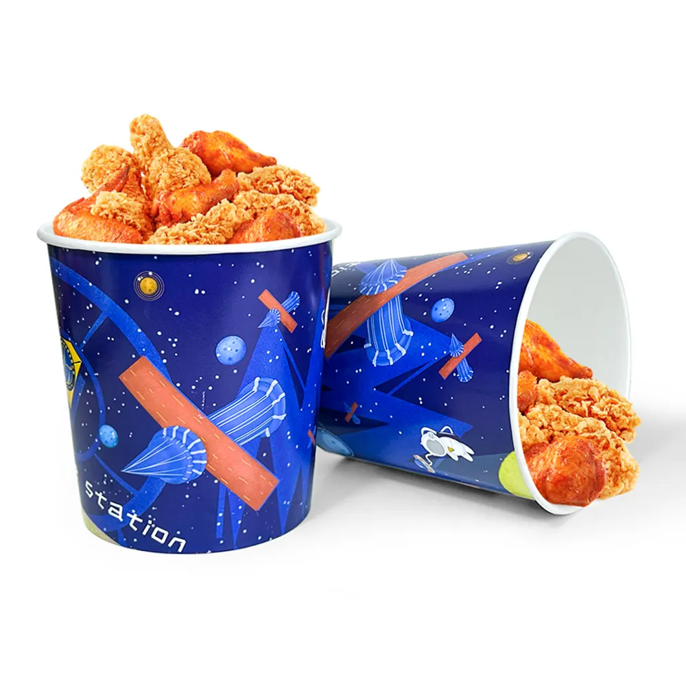 ZJPACK copos de papel descartáveis para pipoca frango frito baldes de papel copo para embalagem de alimentos com tampa