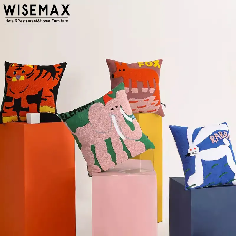 WISEMAX MUEBLES Sala de estar Lindo Animal Arte Almohada Hogar Tela decorativa Fundas de cojines Cama Sofá Cojines de tela para el hogar