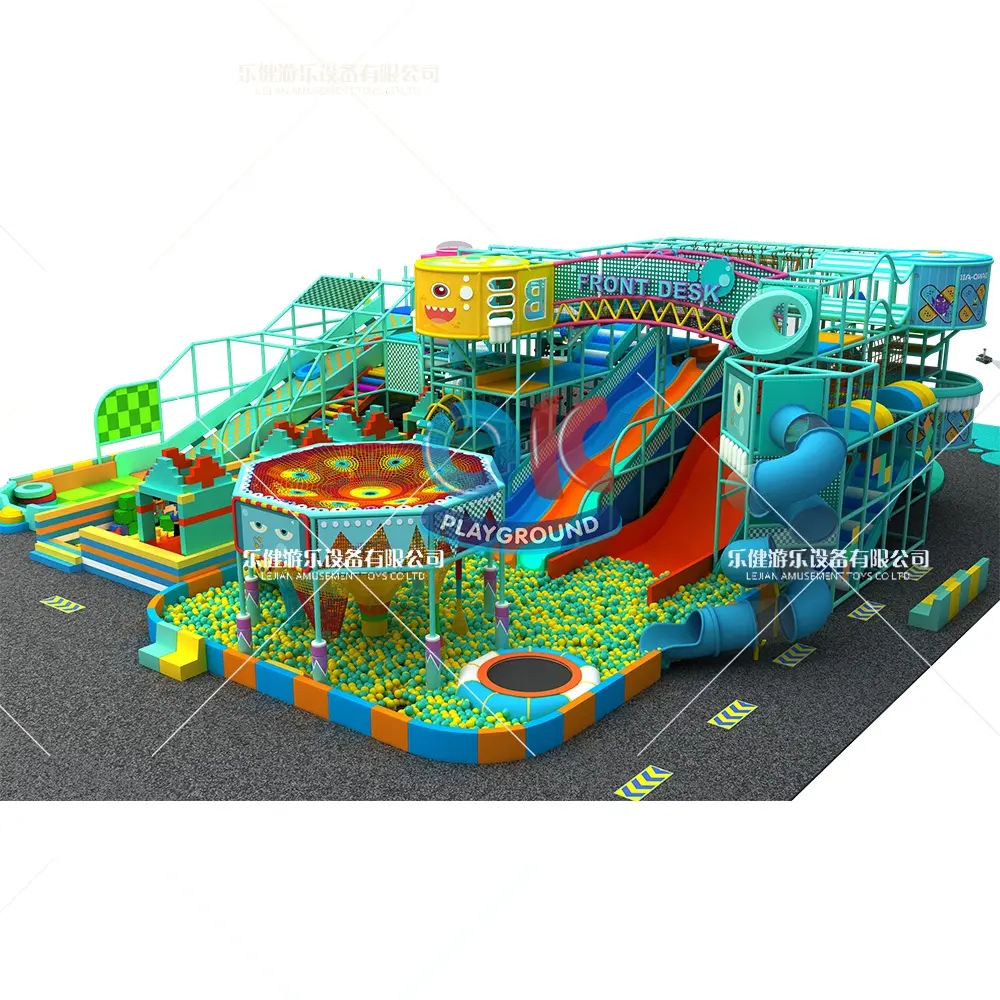 High Quality Kids Space Theme Indoor Playground with big slides for sale