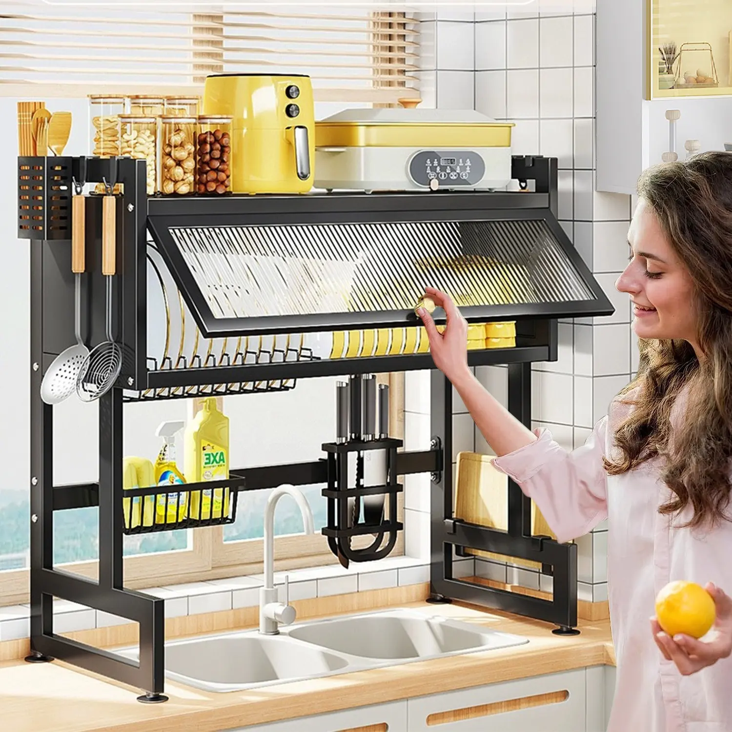 2023 nouvelle cuisine au-dessus de l'évier égouttoir à vaisselle assiette bol support 2 niveaux métal debout plat étendoir vaisselle dispositif de stockage