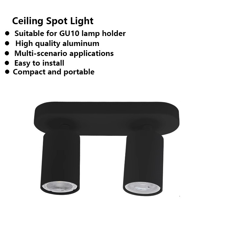 Spot bidirectionnel carré noir - source lumineuse non incluse