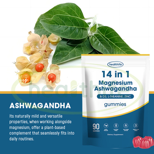 Suppléments de marque privée Oem 14 en 1 Complexe de vitamine D3 Zinc L-théanine Ashwagandha Glycinate de magnésium Gommes - Product Image 3
