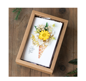 Mini Dried Rose Hydrangea Flower <strong>Card</strong> Paper Printing Post Handmade <strong>Real</strong> Flower Custom Kraft Paper Greeting <strong>Cards</strong> with Gift Box - Product Image 1