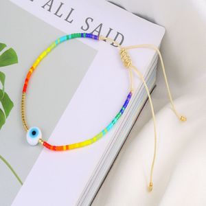 Colorido pequeño cuentas diablo ojo cadena tejida trenzada amistad azul mal de ojo cuentas cuerda pulseras