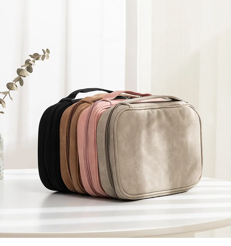 Fashion Travel Tragbare Schmuck mit großer Kapazität Emboss Logo Pu Leder Aufbewahrung tasche