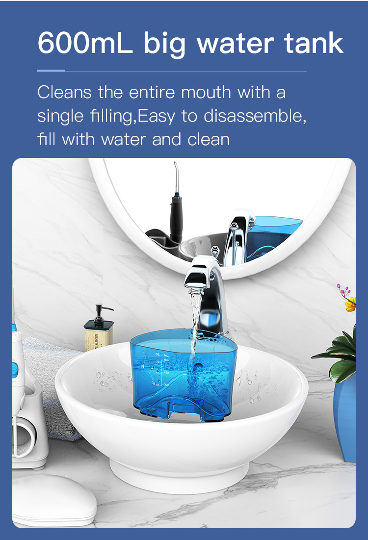 600ml Family Cordless Water Flosser 18W Countertop Oral Irrigator Big Capacity