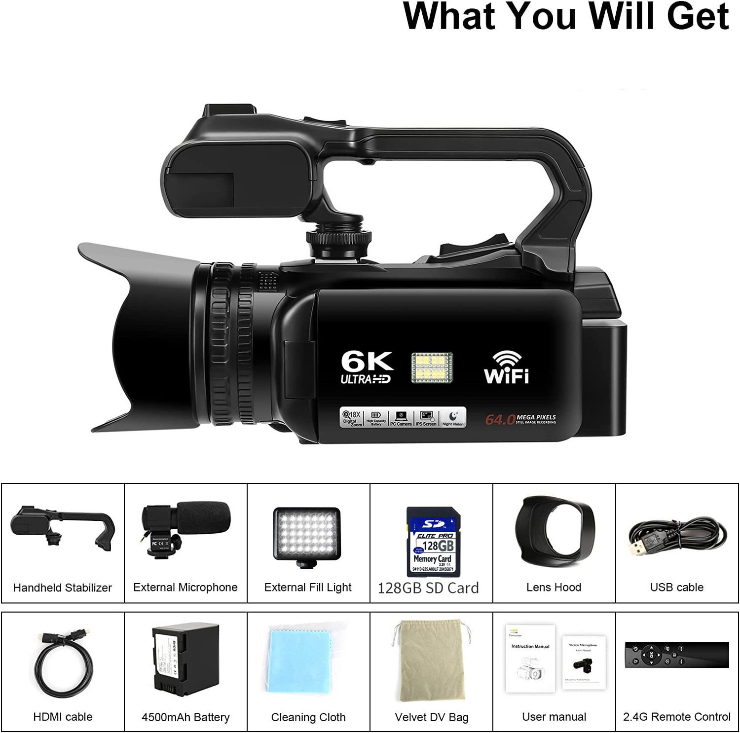 With light + Mic + 128GB SD