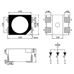 Hinchytek <strong>RGB</strong> <strong>3528</strong> 1210 Tri-Color SMD <strong>LED</strong> High Power Light Emitting Diode with Black Case Top <strong>LED</strong> - Product Image 2