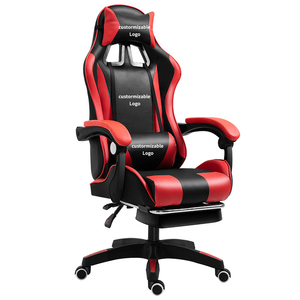 Venta al por mayor barato PU Silla de juego de cuero en negro y rojo giratorio silla de oficina en casa para los jugadores