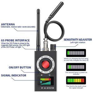 Detector de errores espía inalámbrico K18, detector de cámara oculta, buscador de rastreador GPS detectores de señal RF escáner de detección de magnetismo GSM
