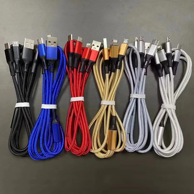 Kabel Data pengisian daya 3-in-1/3in1, kabel USB kustom pengisian daya cepat mikro Tipe C 3 in 1 untuk Ponsel/tipe-c/Android