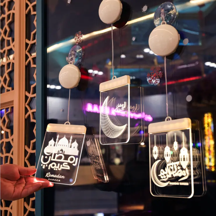 Holiday Room Bar Atmosphere Layout 3D Hanging LED Light Ramadan Gift Ornament Eid Mubarak Ramadan Decoration Lights