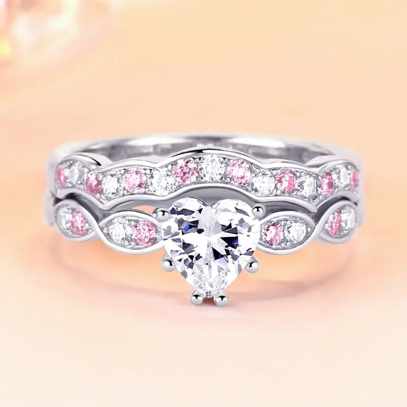 แหวนเพชรเงินชุดแหวนเพทายสำหรับเด็กผู้หญิงทำจากเงินสเตอลิง925