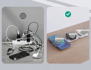 Three-in-<strong>One</strong> Magnetic Wireless <strong>Charger</strong> for Mobile Phone Headset Watch-Expansive Desktop Folding Electric Device - Product Image 3